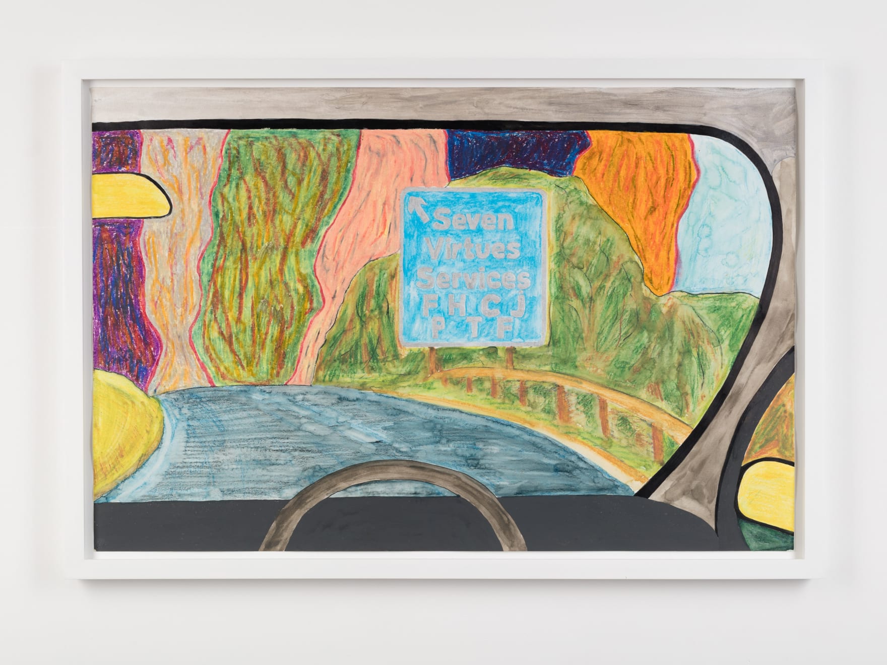 Nicholas Pope, On the slip road towards The Seven Towers of Virtue Faith, Hope, Charity, Justice, Prudence, Temperance, Fortitude, 1998