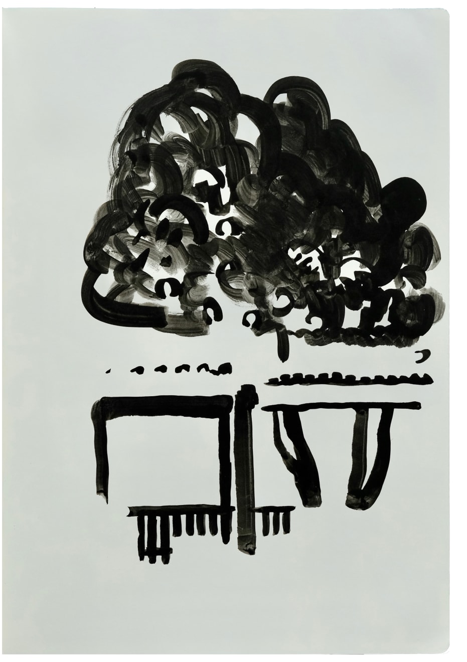 Tim Braden, ink on paper - tree at Mertons, 2019