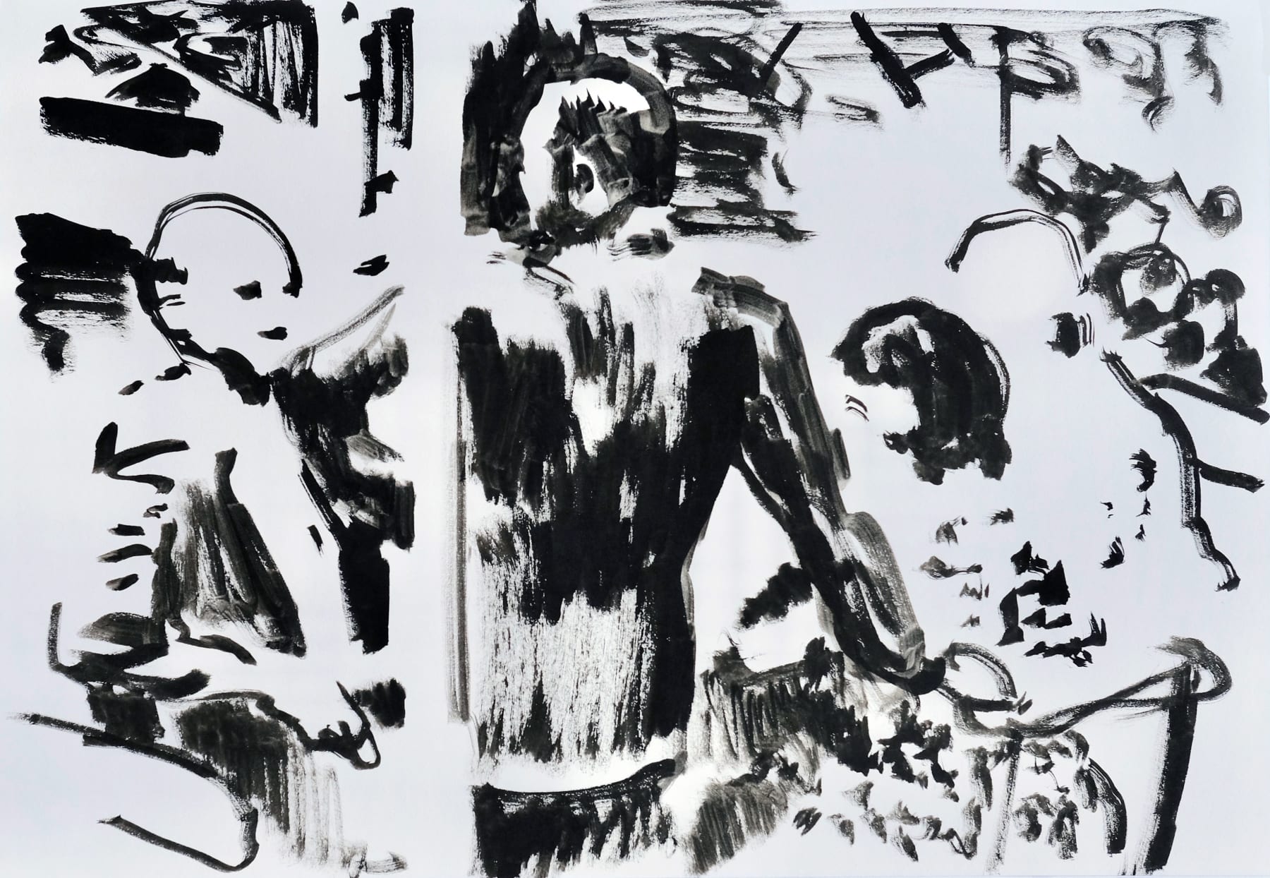 Tim Braden, Ink on paper- suits, 2019