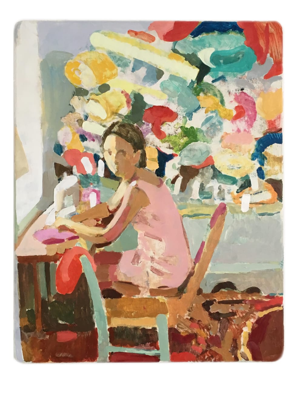 Tim Braden, Girl sewing fabric, 2015