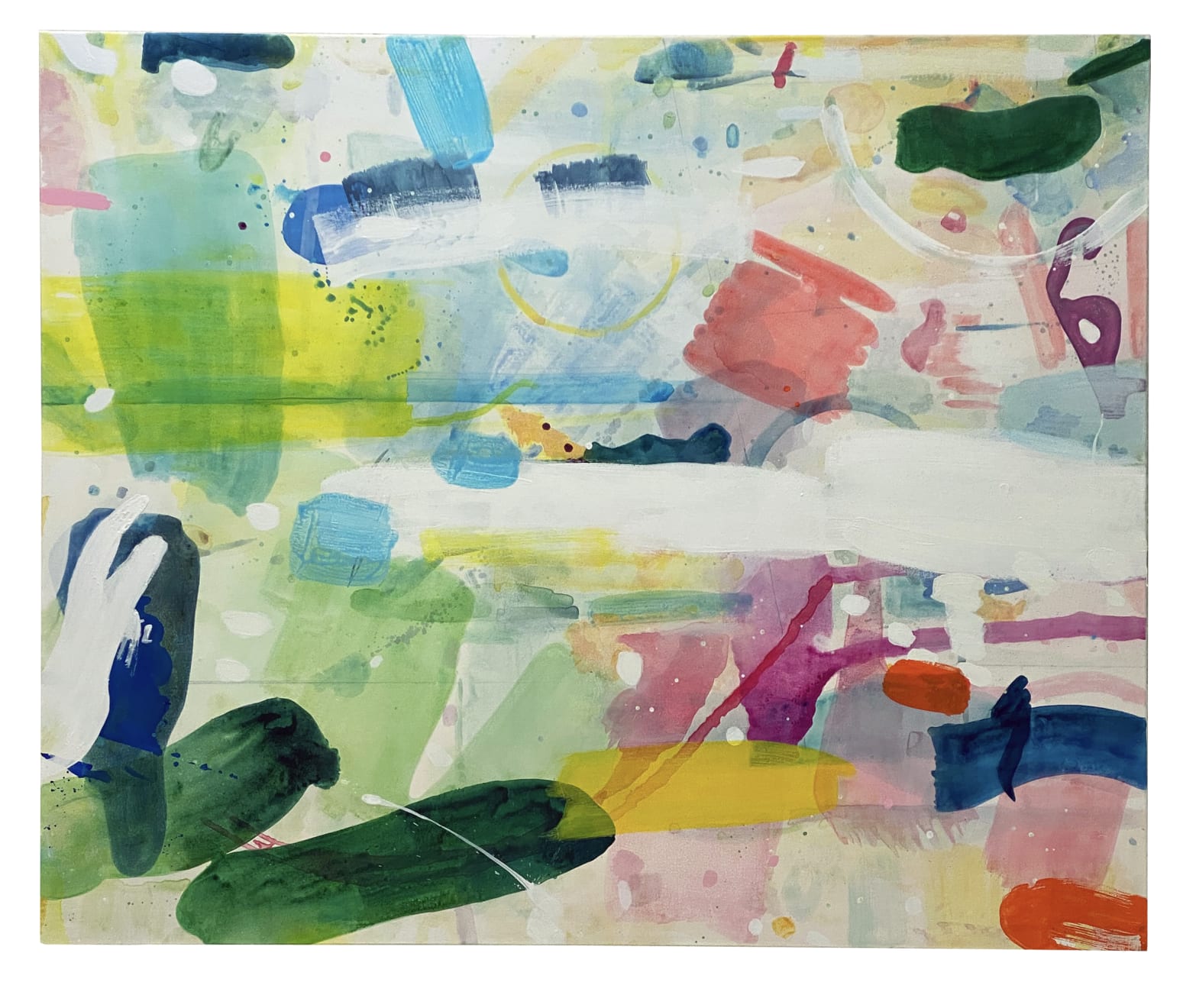 Tim Braden, Abstract palette - Greens and yellows (studio wall), 2021