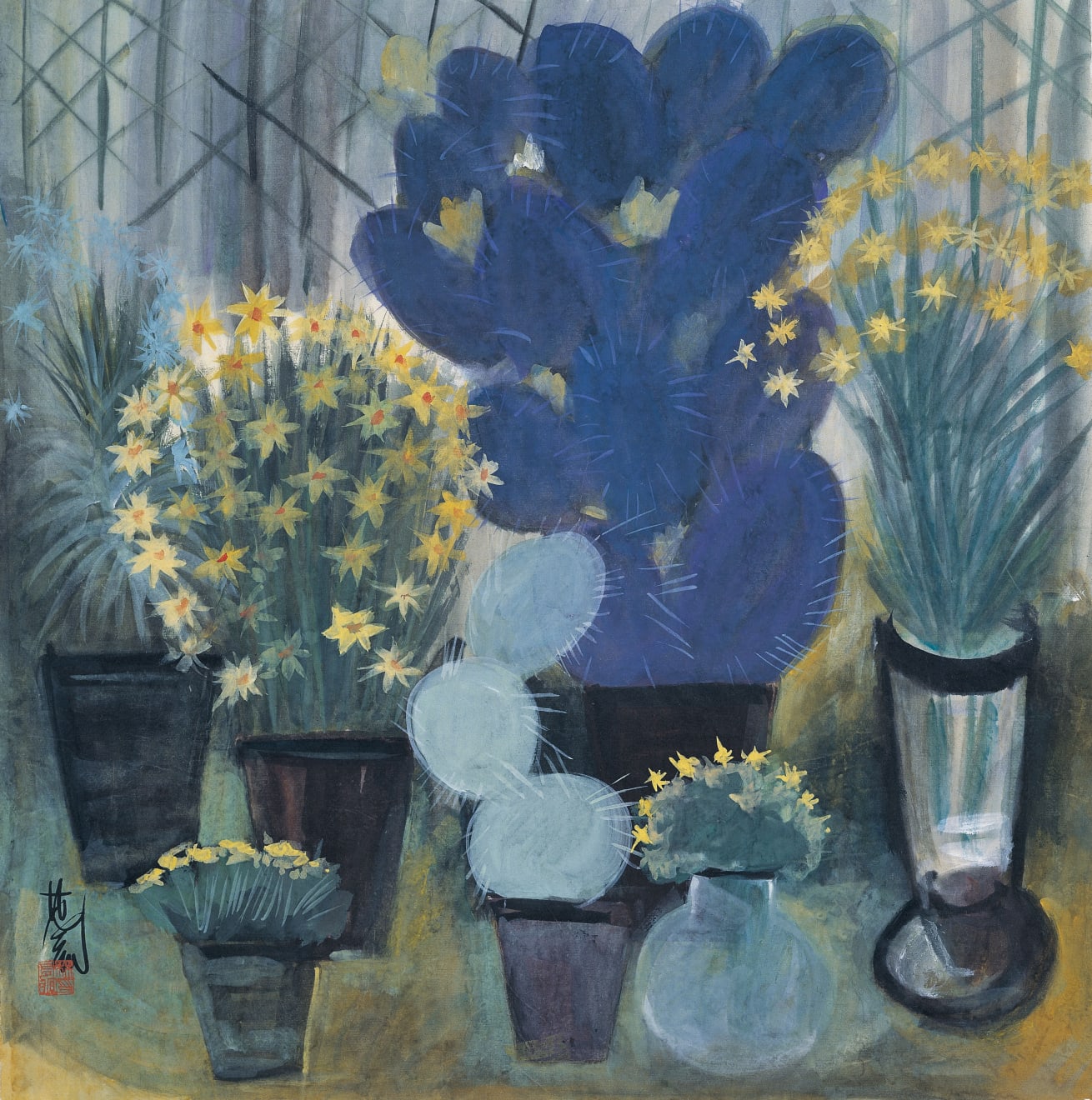 林風眠, 仙人掌盆栽, 1964