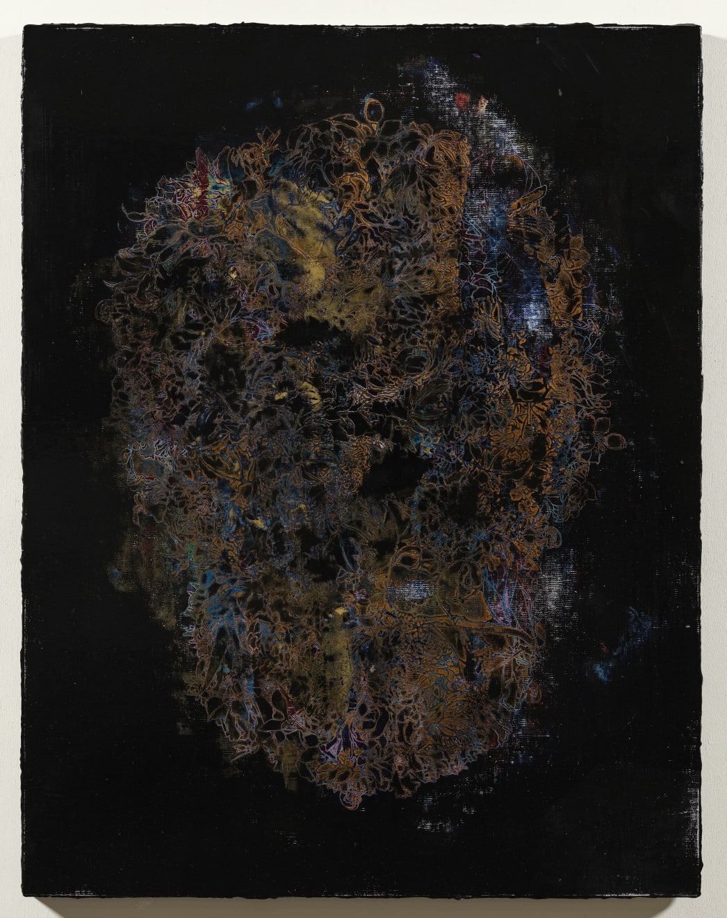 蘇孟鴻 Su Meng-Hung, 仿漆藝習作（骷髏花-黑底） Imitating Lacquer Exercise (Floral Skull - Black), 2020