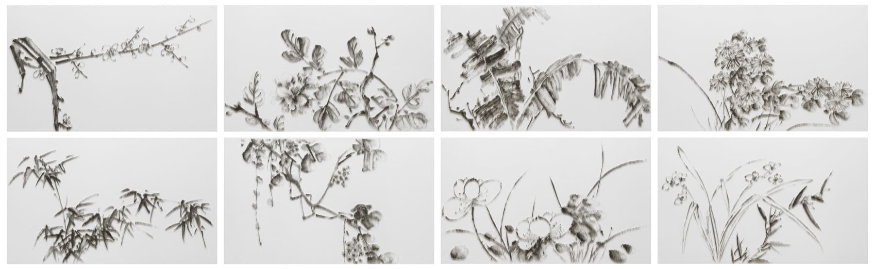 陳浚豪 Chen Chun-Hao, 臨摹明徐渭《花卉八段圖》 Imitating Eight-Section Floral Painting by Xu Wei, Ming Dynasty, 2022