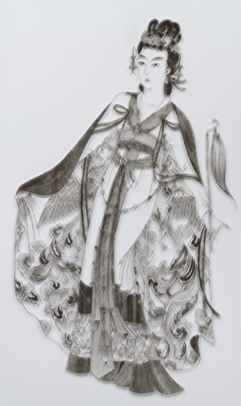 陳浚豪, 臨摹大千《仿古紅拂女圖》, 2024