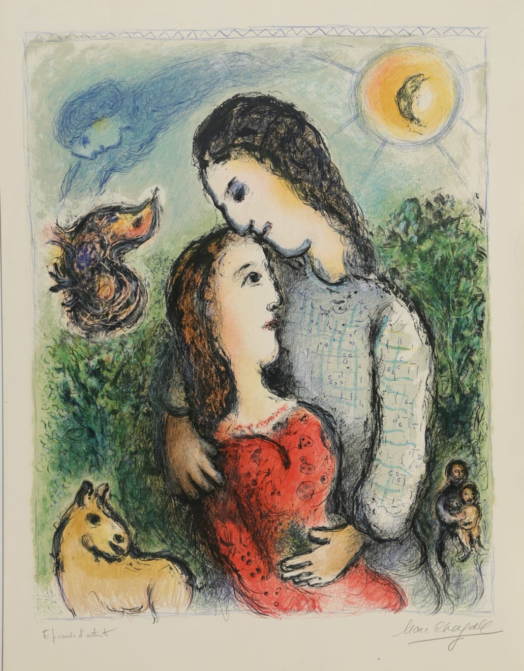 Marc Chagall (Russian-French, 1885-1985), Adolecents (M 741), 1975