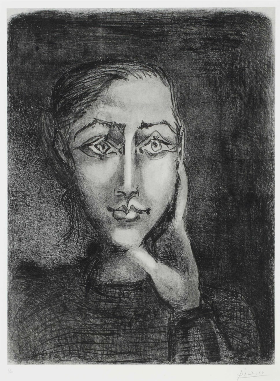 Pablo Picasso, Francoise sur fond Gris (Bl. 681)(M. 195), 18, Nov 1950