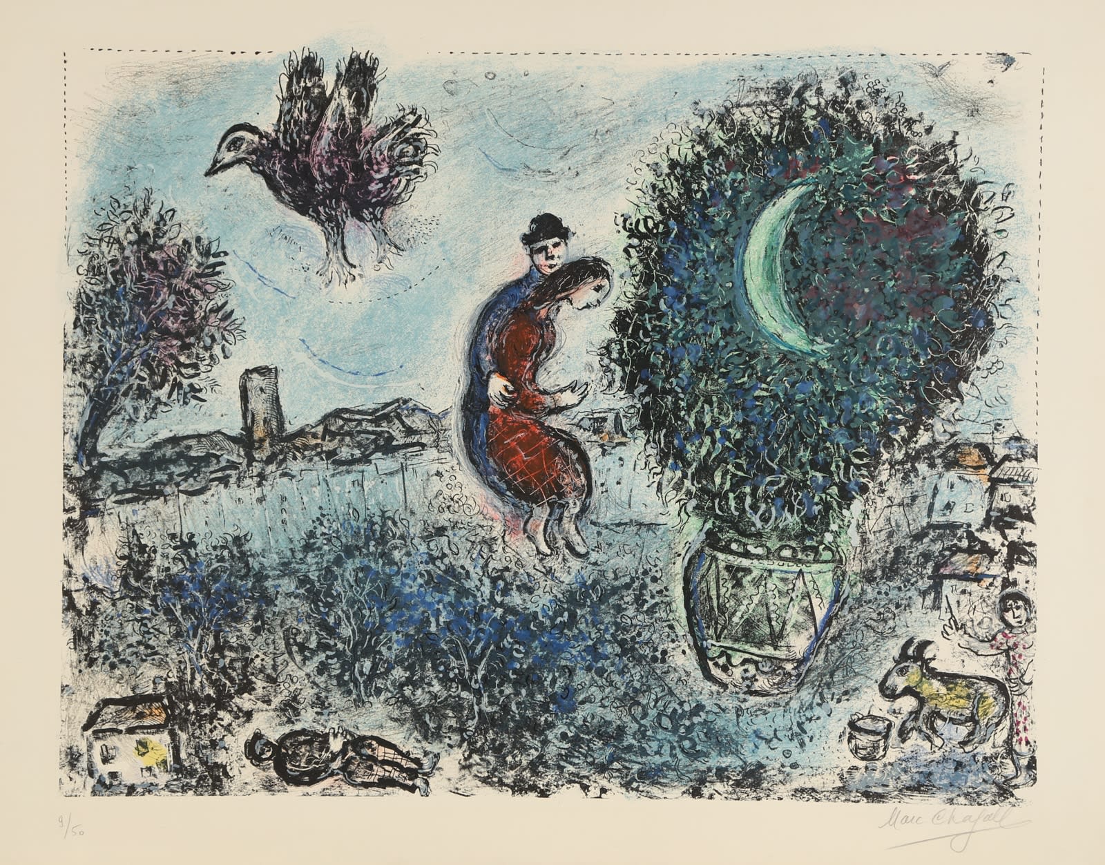 Marc Chagall (Russian-French, 1885-1985), La Lune dan le Bouquet (M. 626), 1971