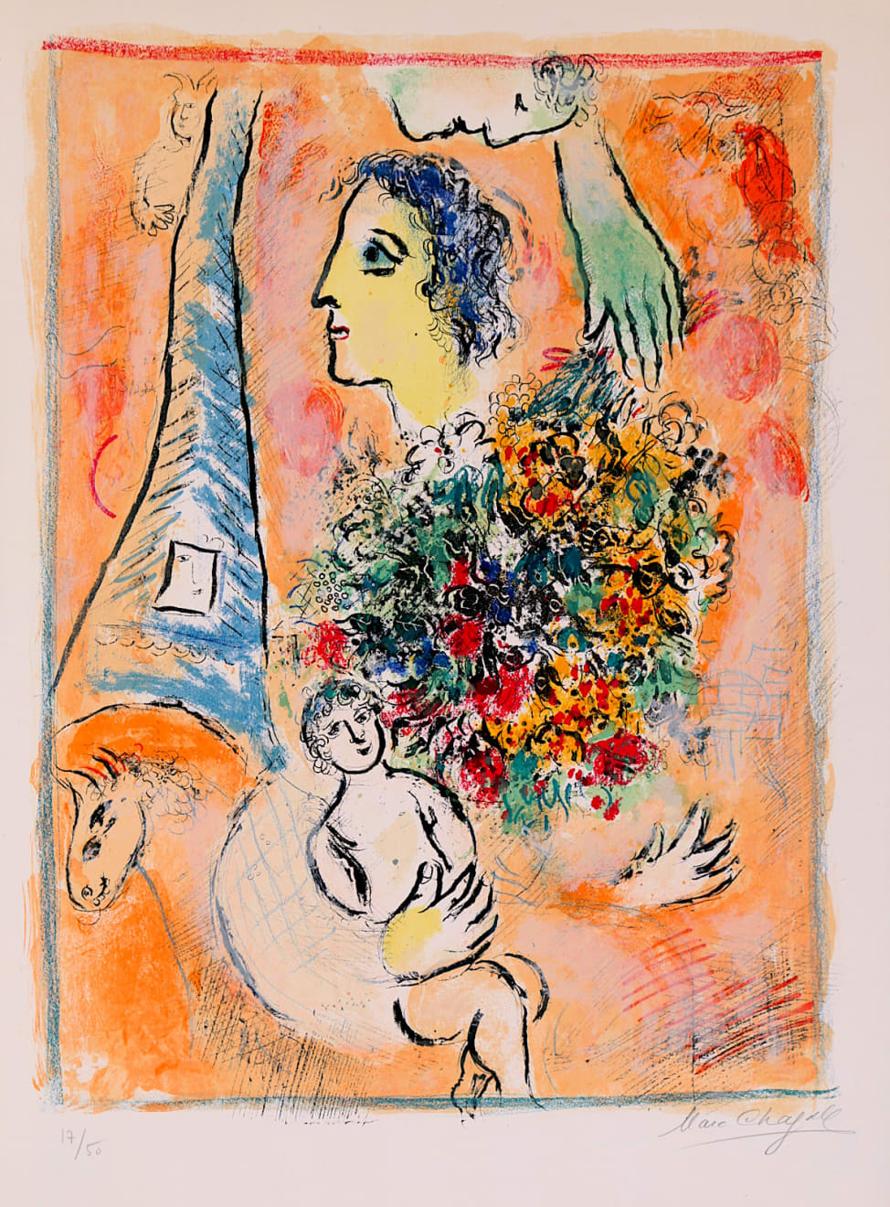 Marc Chagall (1885-1985), Offrande à la Tour Eiffel (Tribute to the Eiffel Tower) (M. 416) , 1964