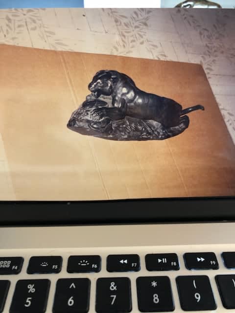 Antoine-Louis Bayre (French, 1795 –1875), Tigre Saissant un Paon