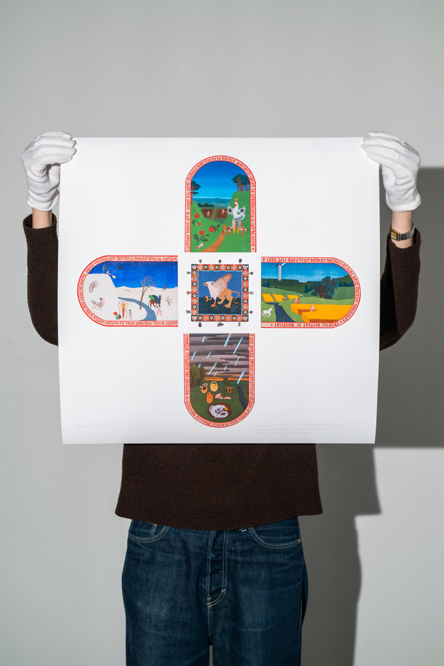 Monika Radžiūnaitė, Saugokitės bestijos - atneša Apokalipsę / Cave bestiam - Apocalypsis afferte / Saugokitės žvėries - įeikite į Apokalipsę // Beware the beast — it brings the Apocalypse / Cave bestiam – Apocalypsis a erte / Beware the beast — enter the Apocalypse, riboto tiražo atspaudas / limited edition print, 2025