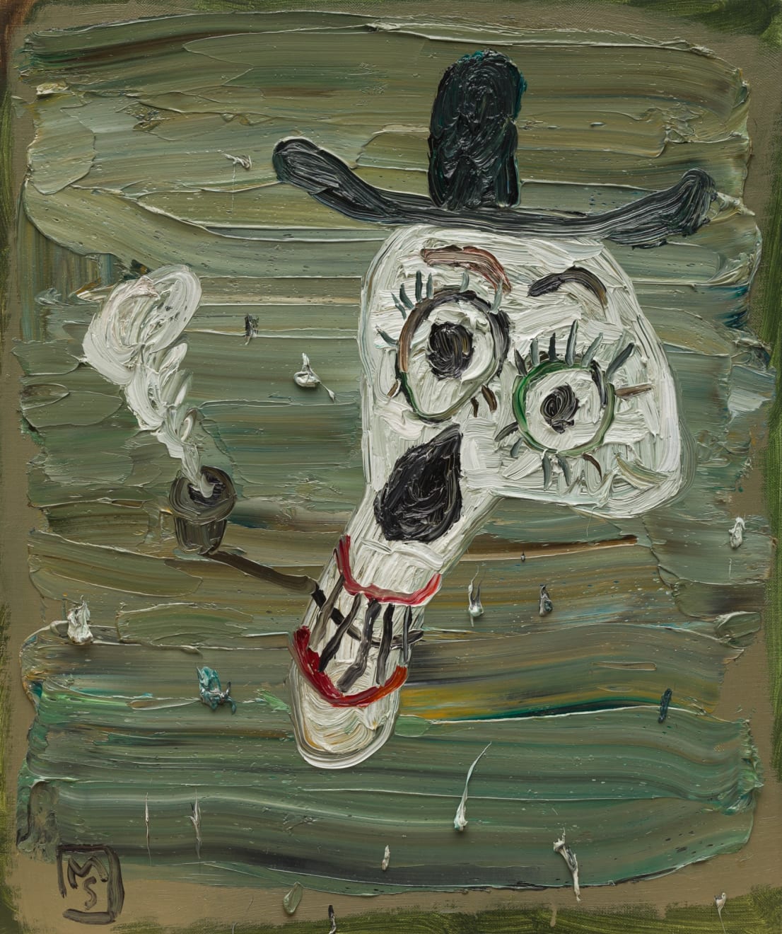 Matías Sánchez, Pintor fumando en pipa, 2024