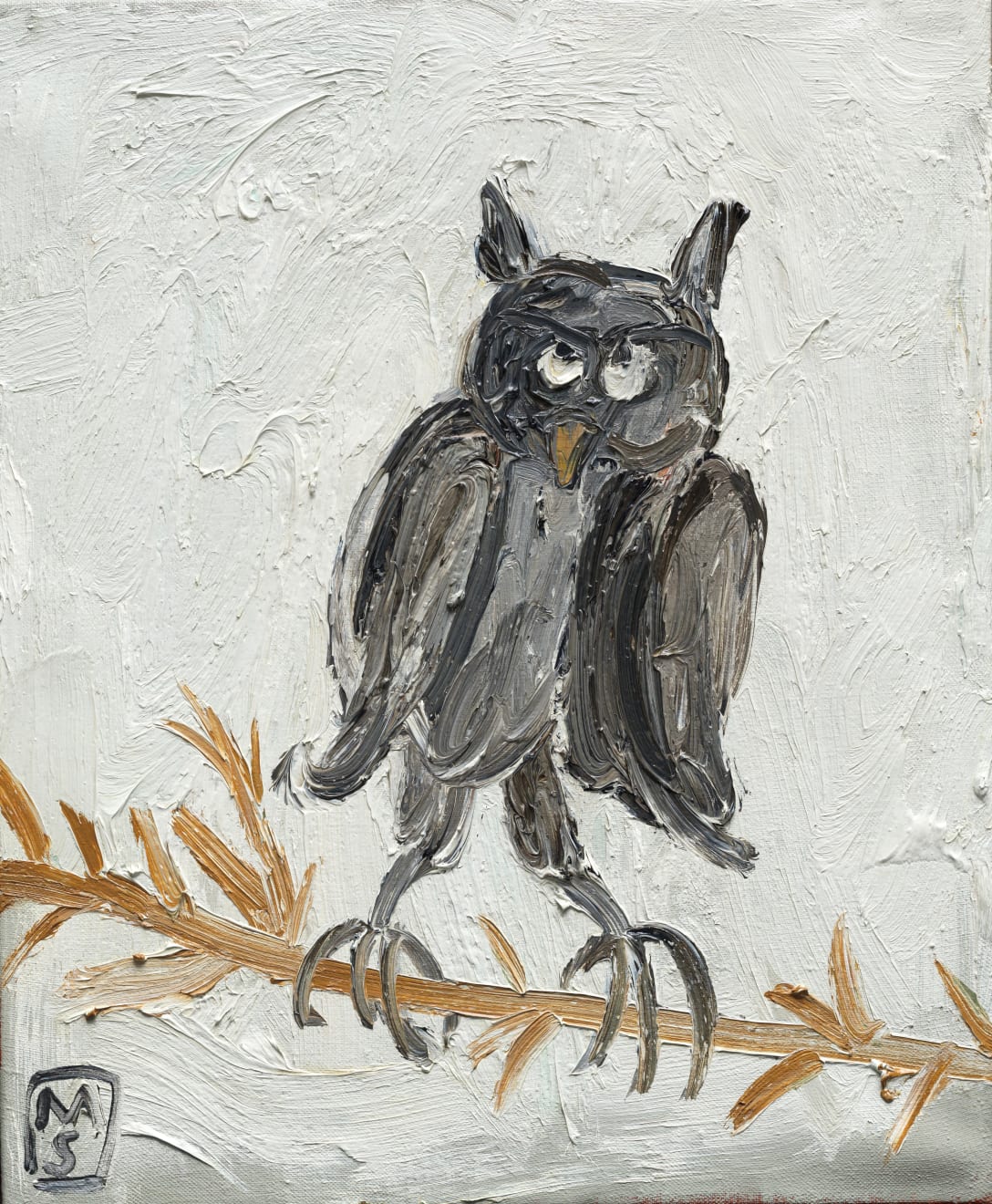 Matías Sánchez, Búho en una rama, 2024