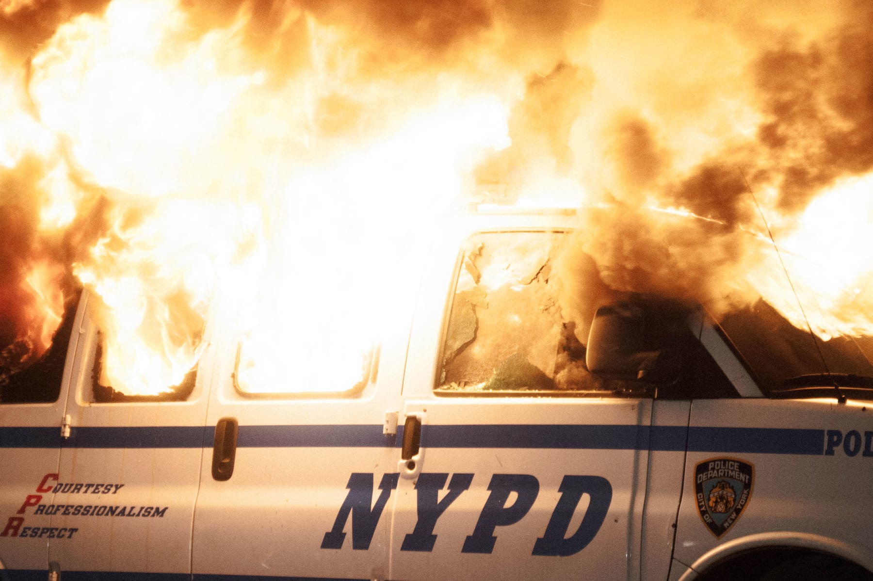Chris Cook, Police Van Burning, May 2020