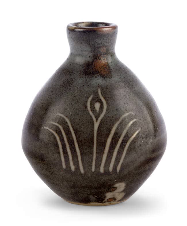 Bernard Leach, Small vase with stylised floral motif, 1940-1958