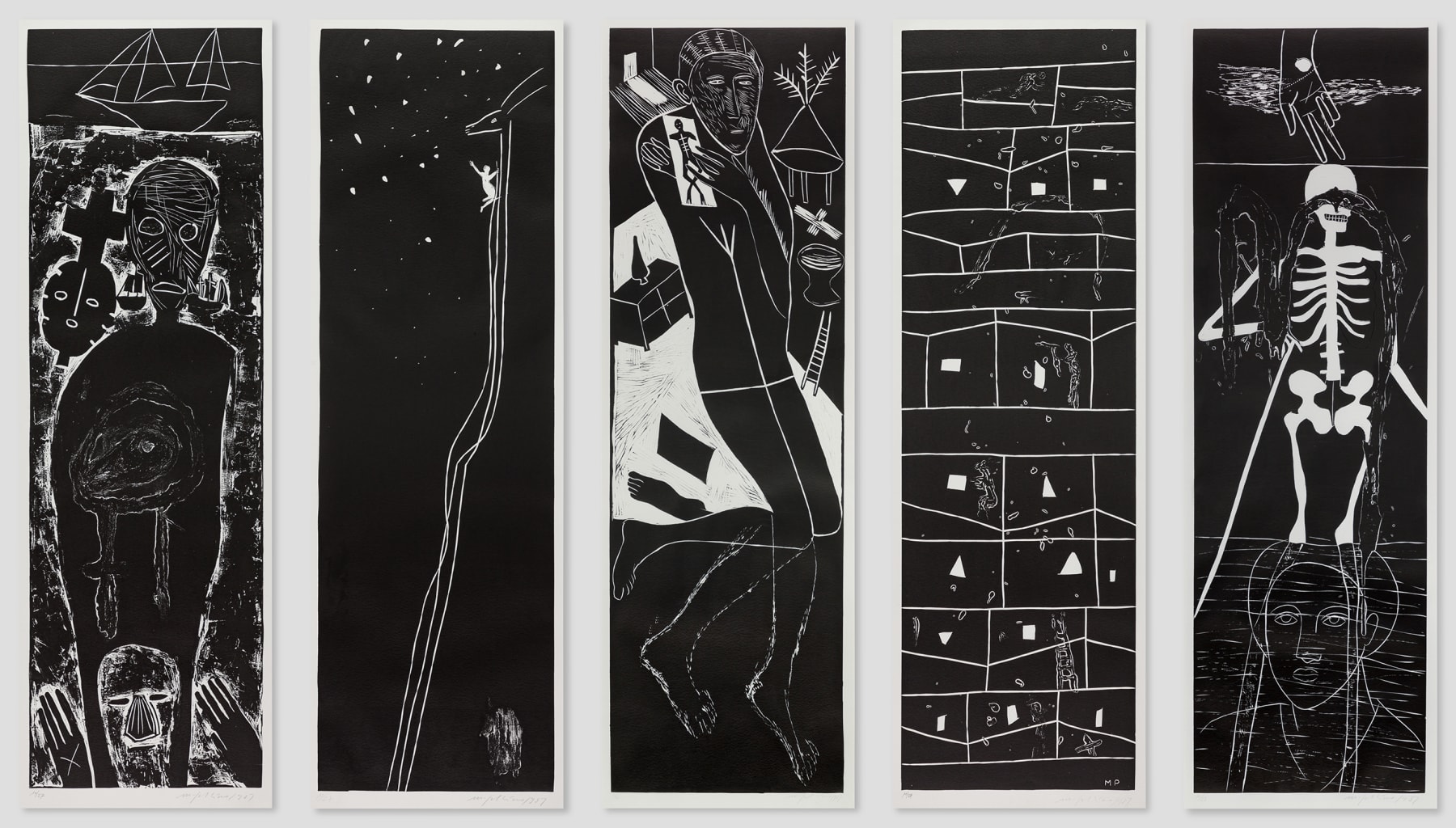 Mimmo Paladino, Atlantico II (Figure Kneeling with Ladder & Chest of Drawers), 1987