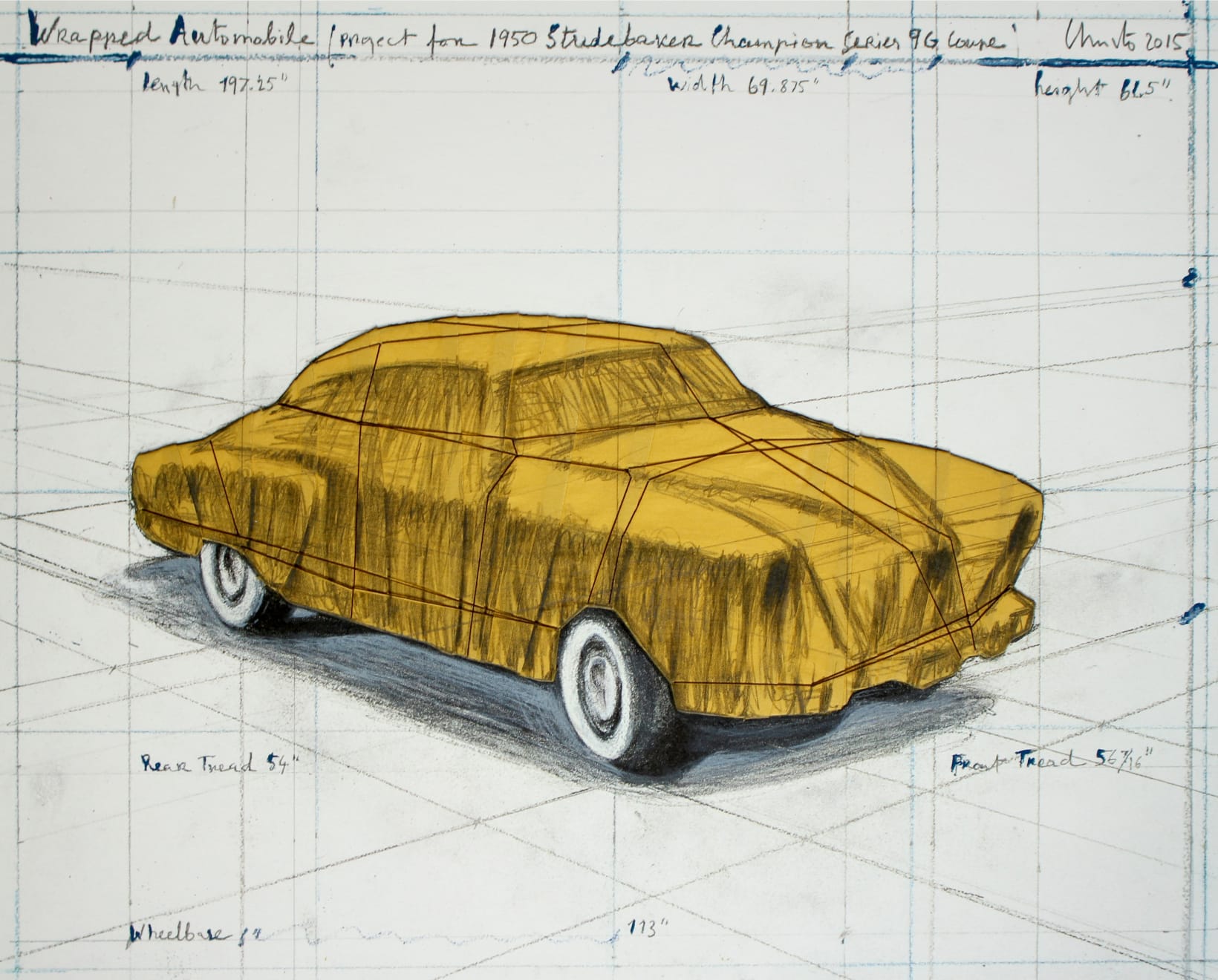 Christo, Wrapped Automobile (Project for 1950 Studebaker Champion, Series 9 G Coupe), 2015