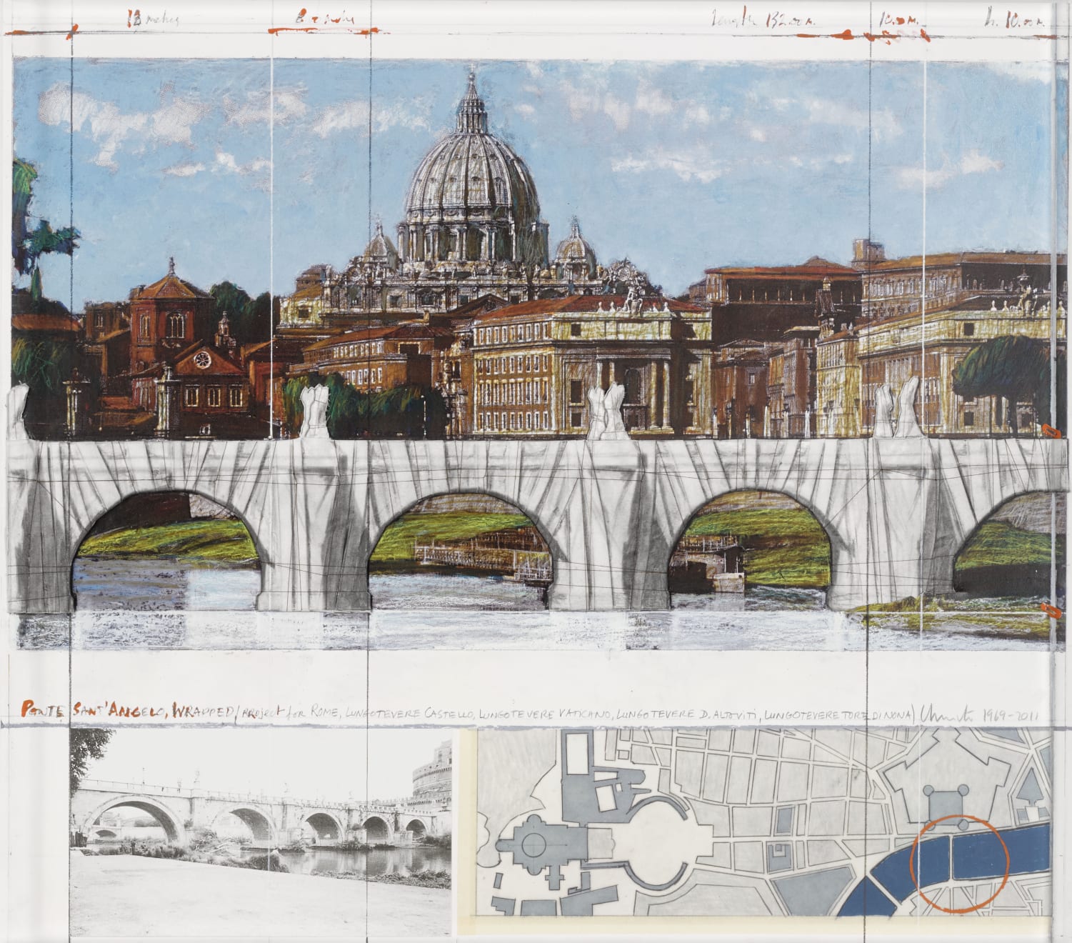 Christo, Ponte Sant'Angelo, Wrapped (Project for Rome), 2011