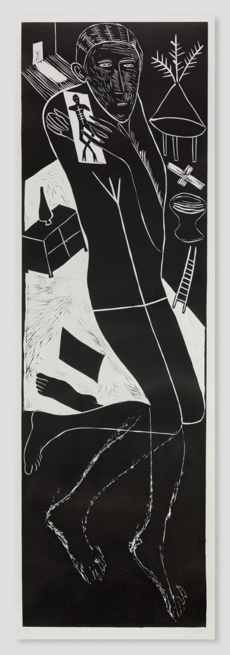 Mimmo Paladino, Atlantico II (Figure Kneeling with Ladder & Chest of Drawers), 1987
