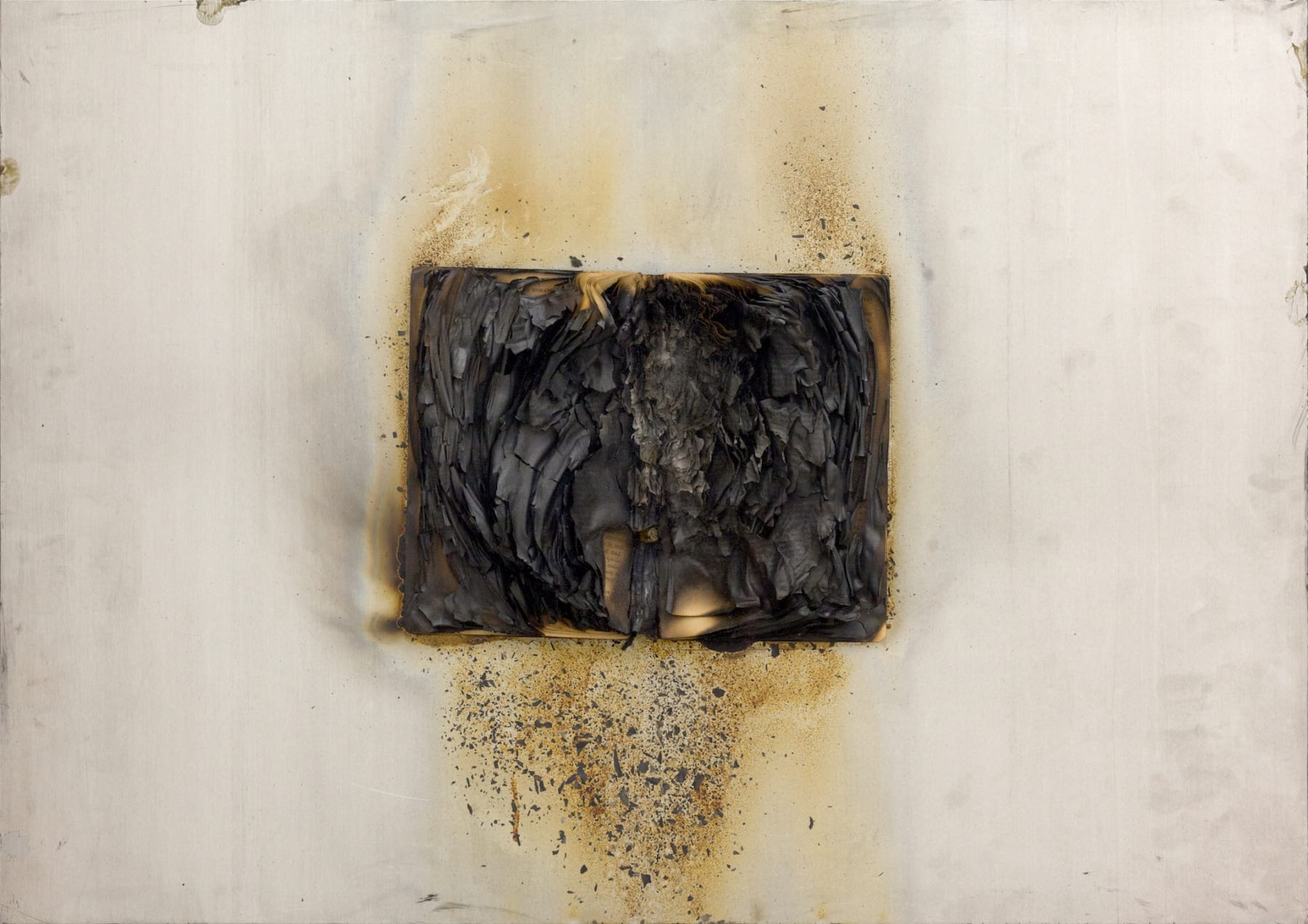 Bernard Aubertin, 1974, Livre Brulé, 50x70cm, burnt book on board