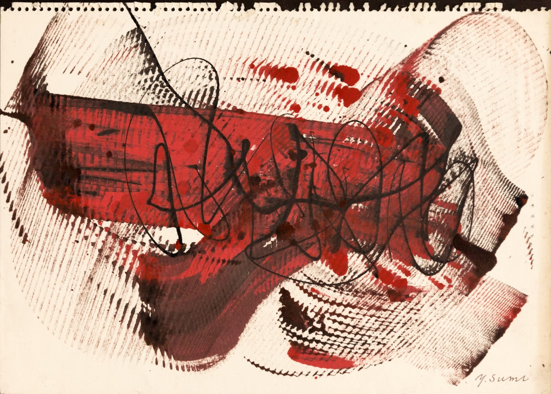 Yasuo Sumi, Untitled, 1958, 26x37 cm, mixed media on paper