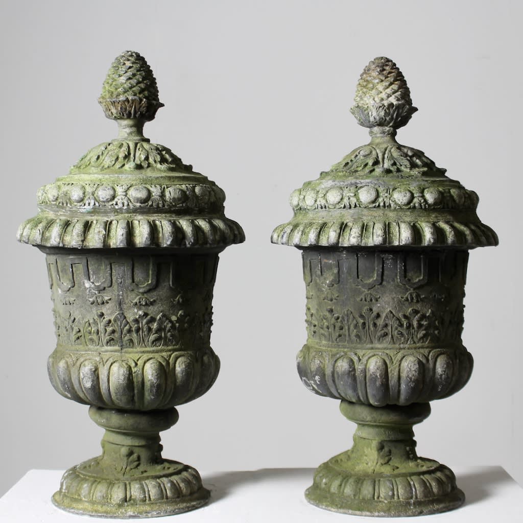 Fine Pair Of Lead Finials ( sold )