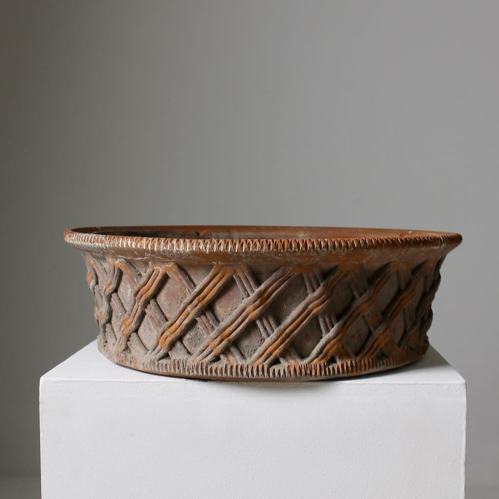 JOHN MATHEWS ROYAL POTTERY LARGE LOW BULB PLANTER ( sold )