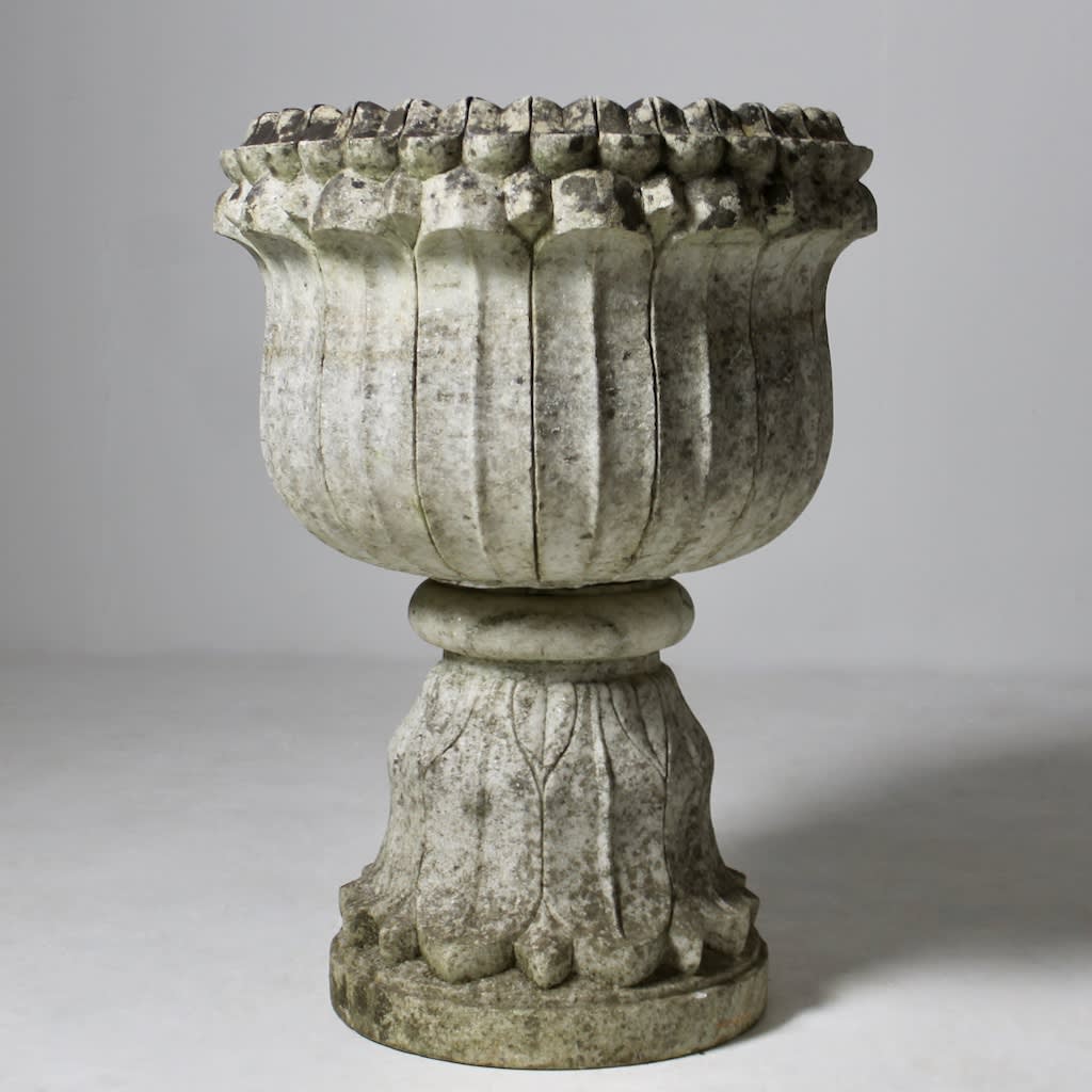 Large Edwardian Anglo Indian Carved Marble Garden Urn ( sold )