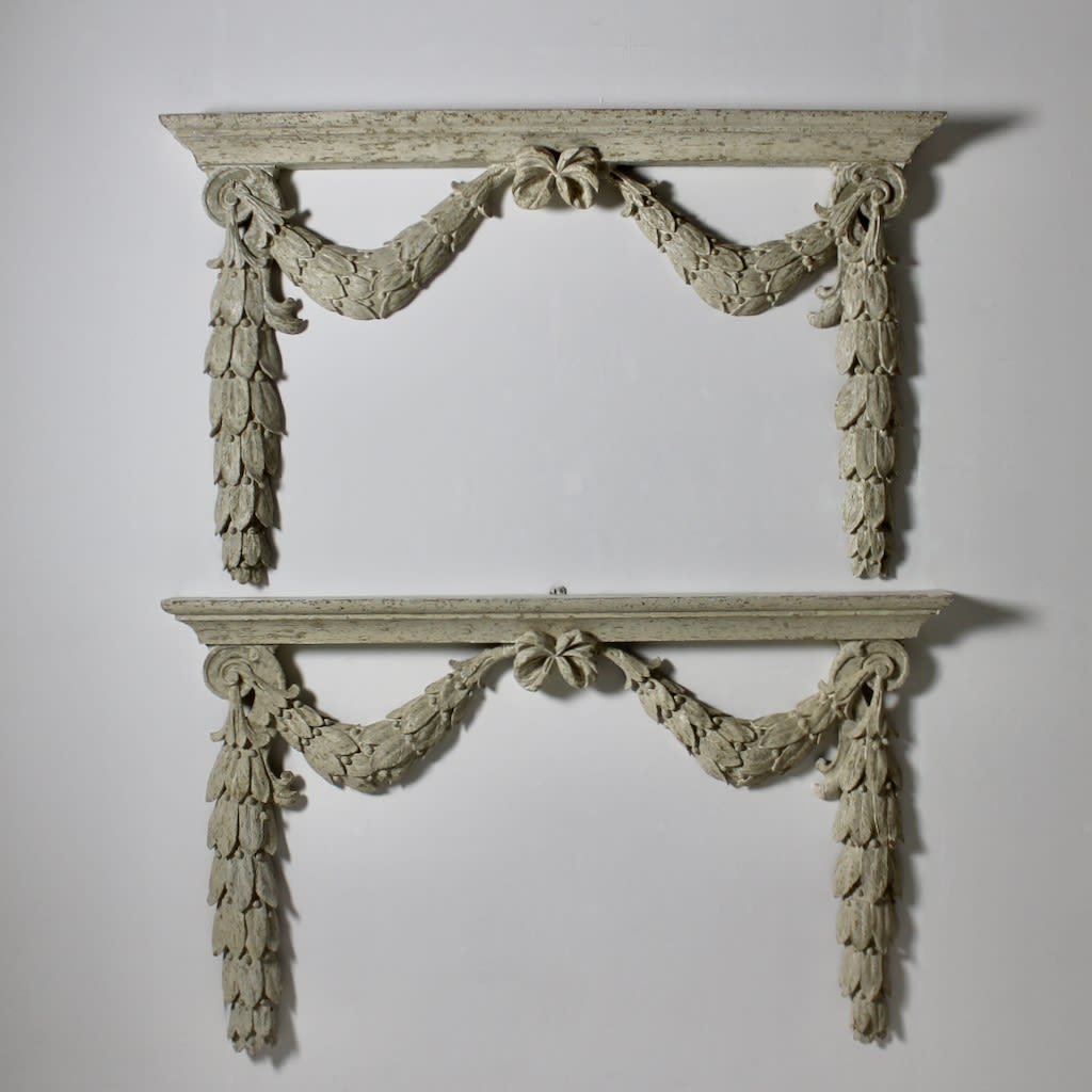 A Pair Of Early 18th Century Original Painted Overdoors From Weald Hall Essex