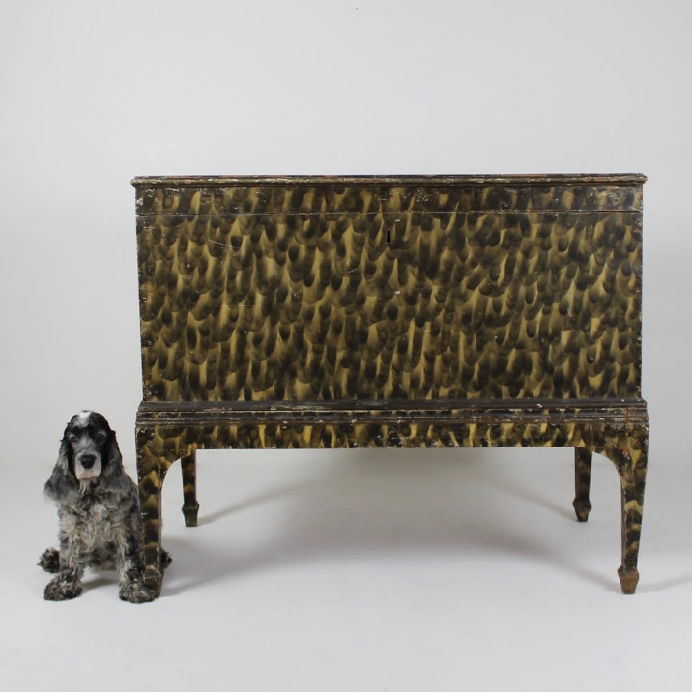 18th Century American Country House Original Painted Chest On Stand ( sold )