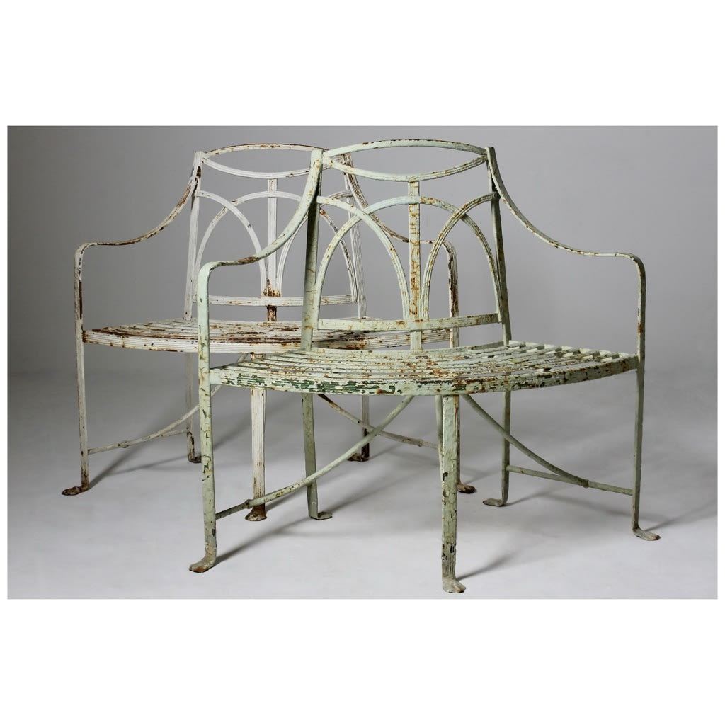 Pair Of Regency Corner Garden Bench / Seats ( sold )