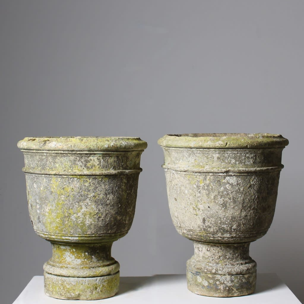 Pair of 18th Century Carved Stone Garden Urns ( sold )