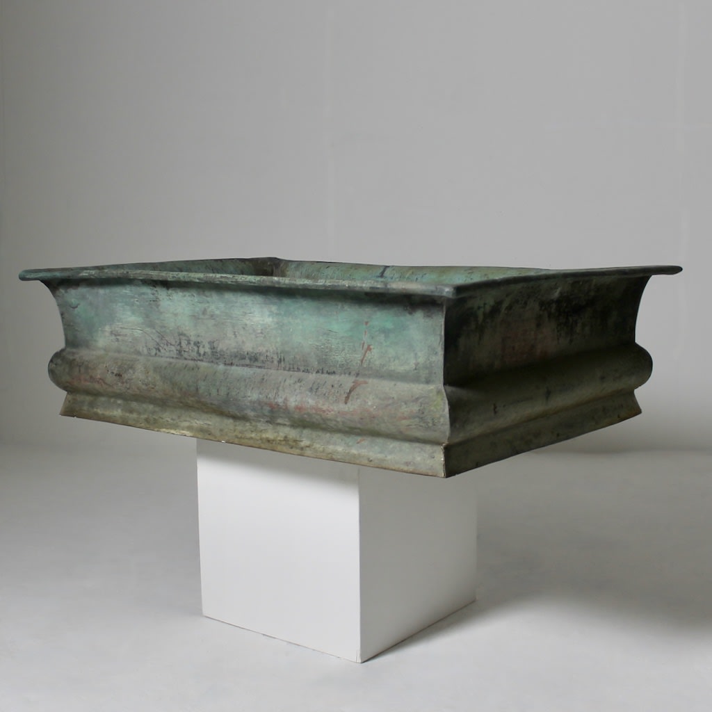 Large 19th Century Beautifully Verdigris Copper Planter ( Sold )