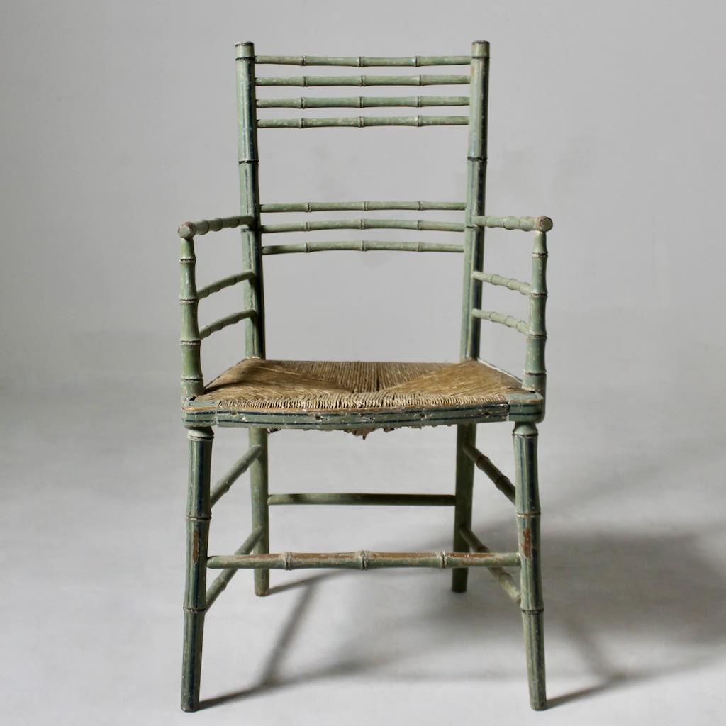 Regency Original Painted Faux Bamboo Armchair ( sold )