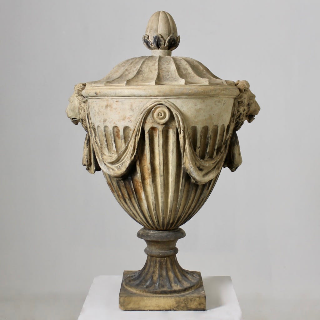 Coade Stone Lions Head And Drapery Finial ( sold )