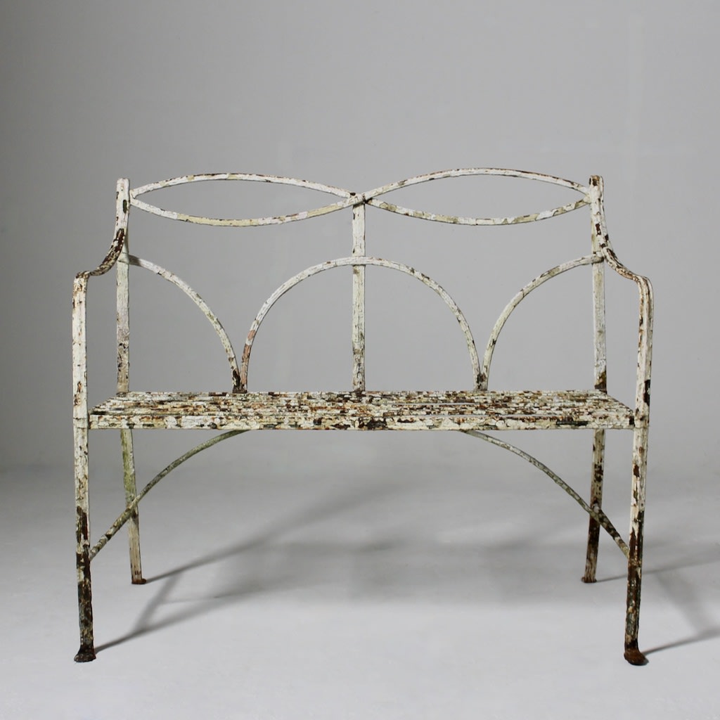 Regency Reeded Wrought Iron Garden Bench / Seat ( sold )
