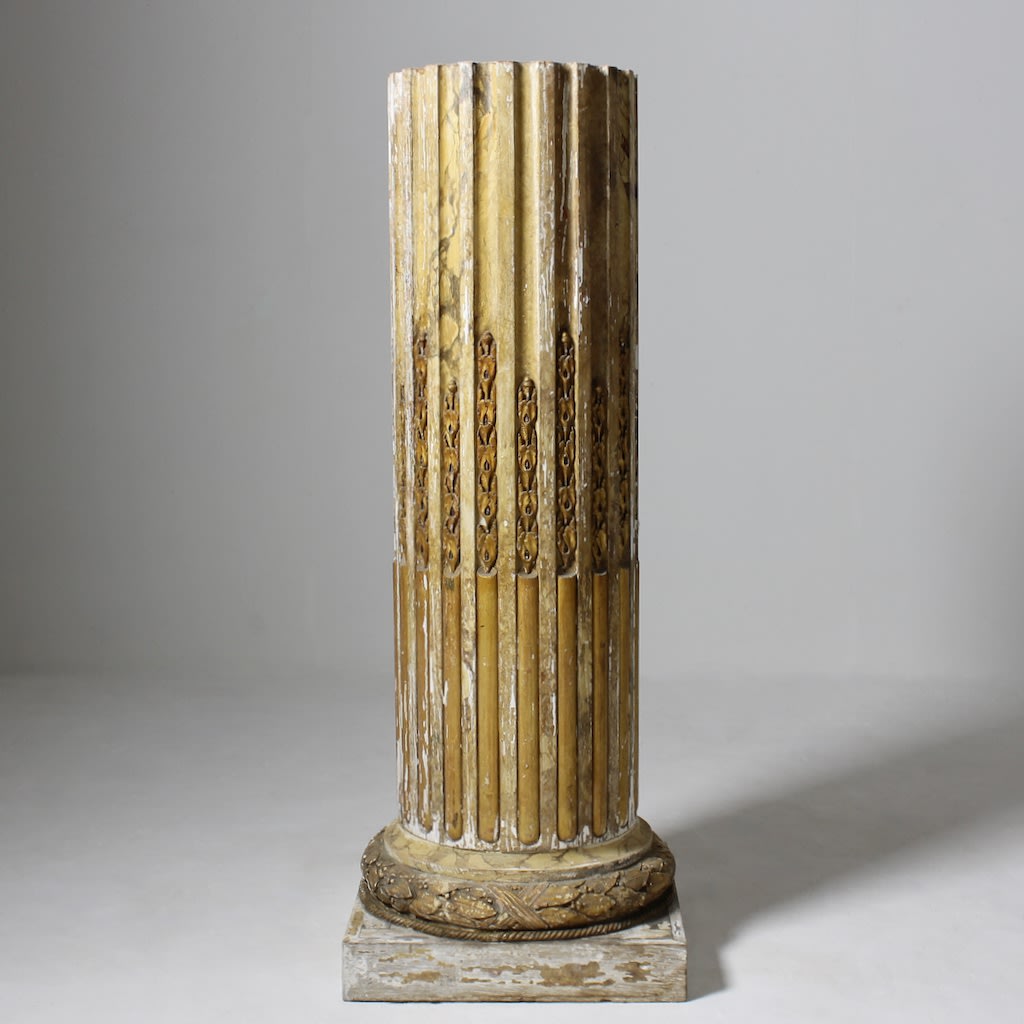 A Fine Neoclassical Faux Marble Painted And Gilded Pedestal ( sold )