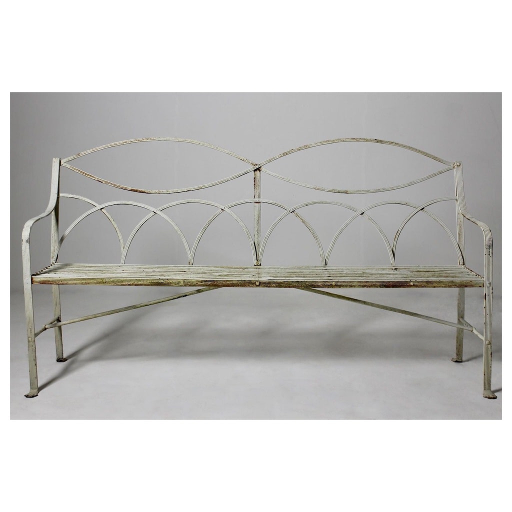 English Regency Large Scale Iron Garden Bench