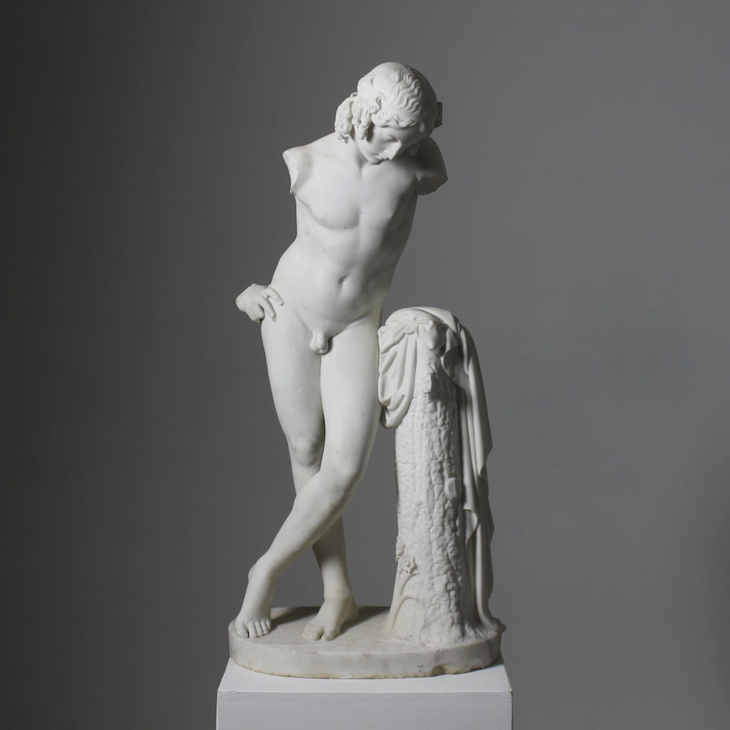 William Theed The Younger Carved Marble Figure Of Narcissus ( sold )