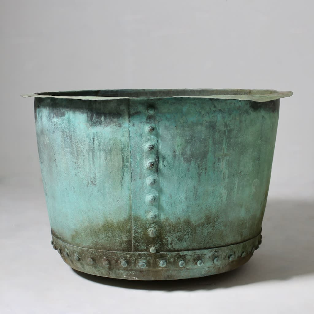 Very Large Verdigris Copper Planter / Log Bin ( sold )