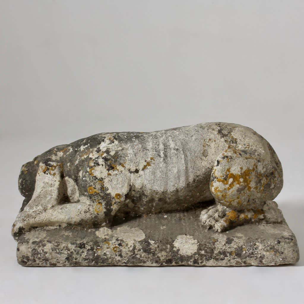 Early 18th Century Carving Of A Young Hound ( sold )