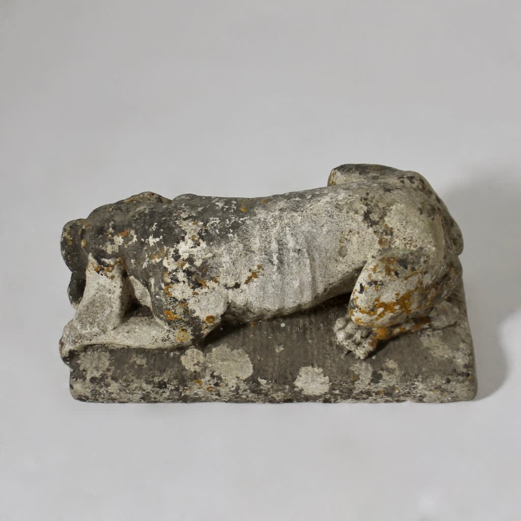 Early 18th Century Carving Of A Young Hound ( sold )