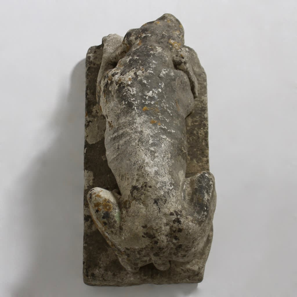 Early 18th Century Carving Of A Young Hound ( sold )