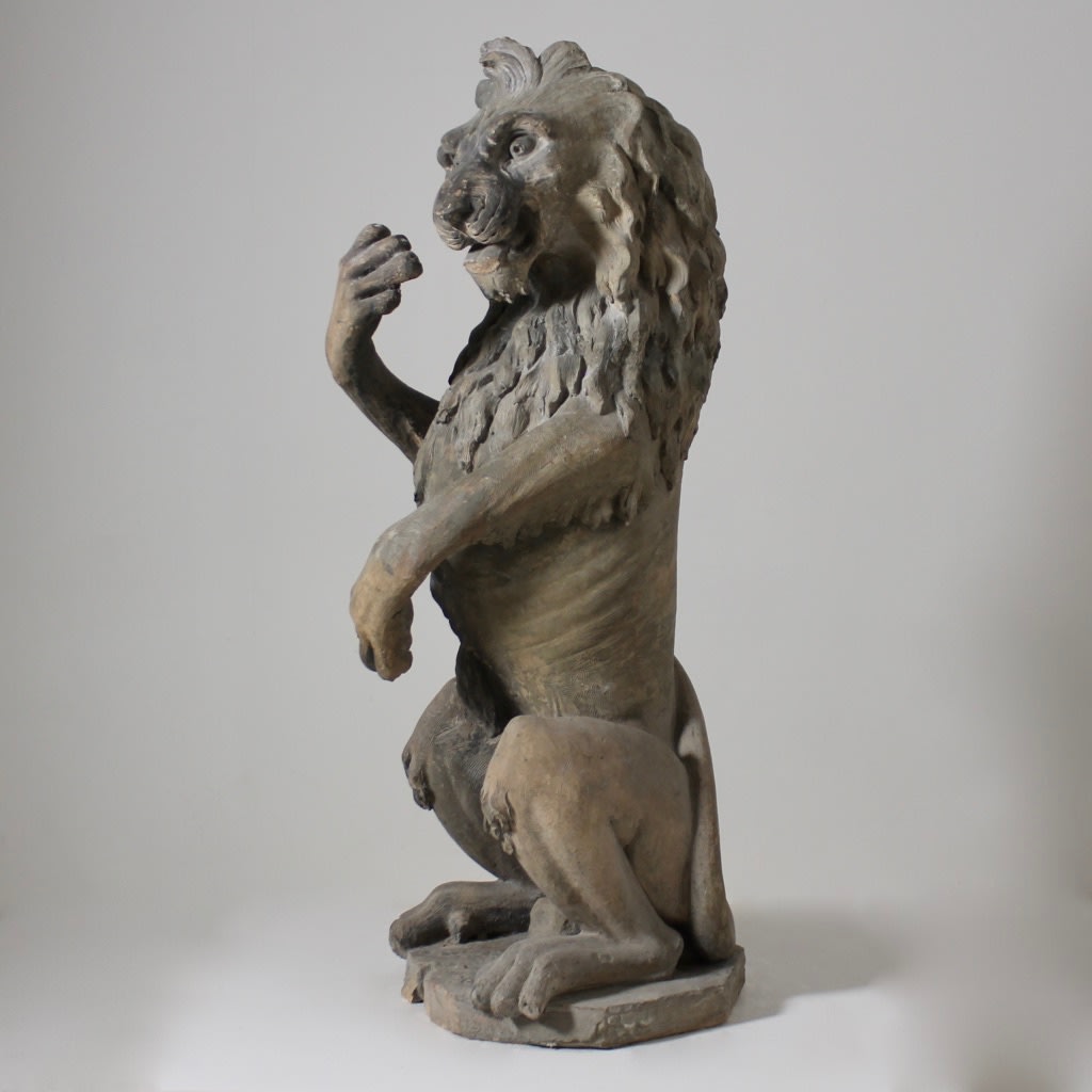 19th Century Figure Of A Sejant-Rampant Lion ( sold )