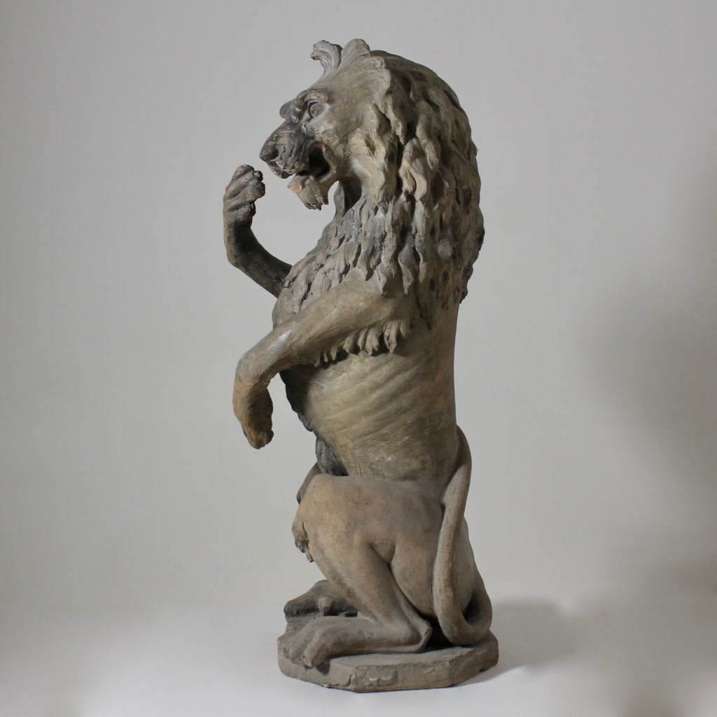 19th Century Figure Of A Sejant-Rampant Lion ( sold )