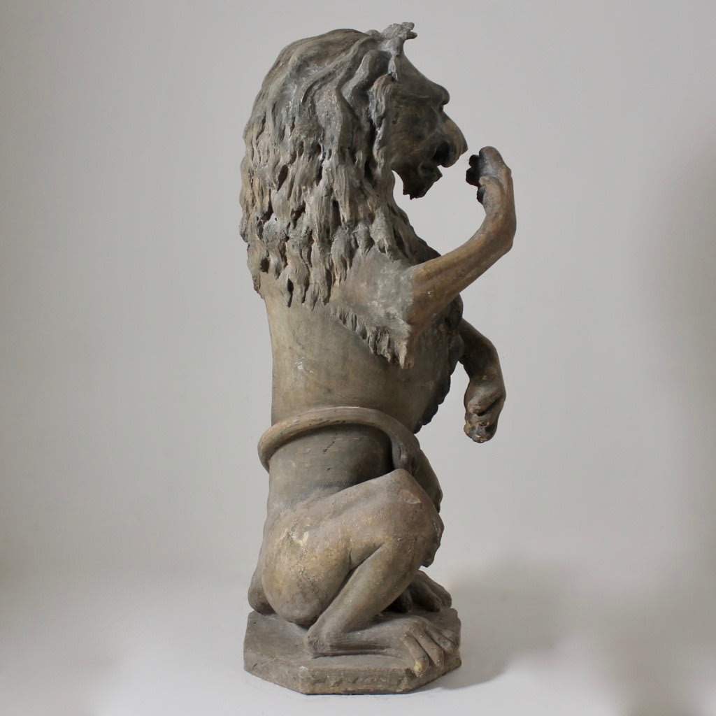 19th Century Figure Of A Sejant-Rampant Lion ( sold )