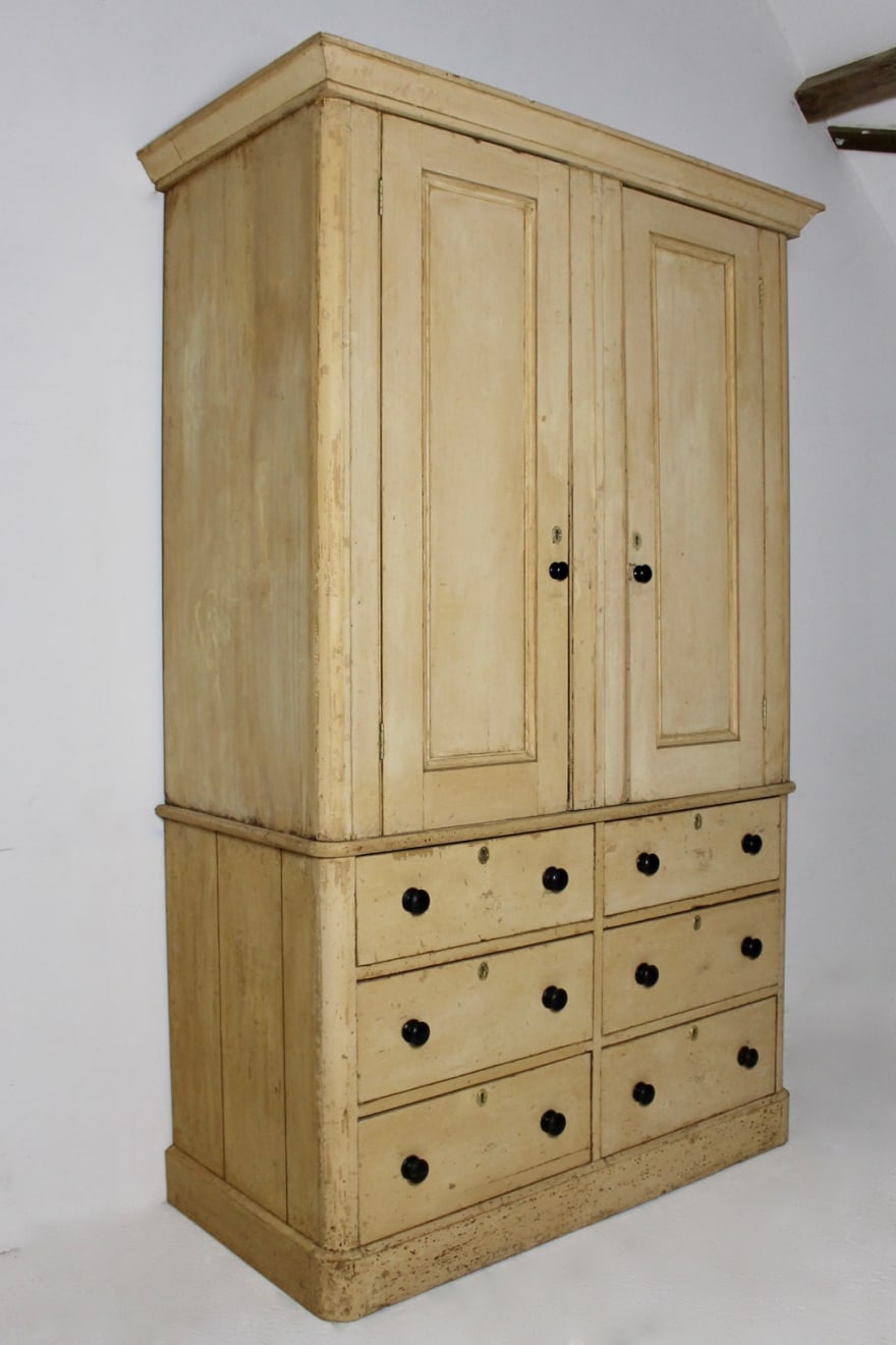 Large Original Painted Pine Housekeepers Cupboard ( sold )