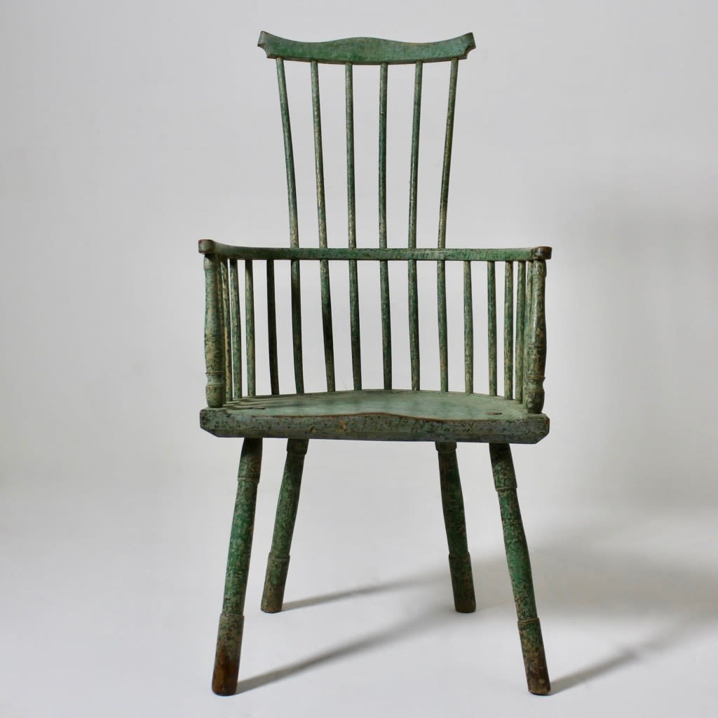 18th Century Welsh Comb Back Armchair In Original Paint ( sold )
