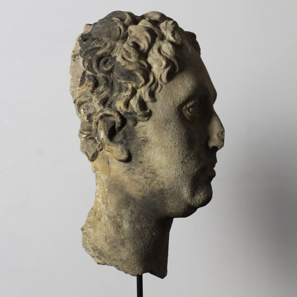 Life Size 18th Century Carved Stone Head Of George III ( sold )