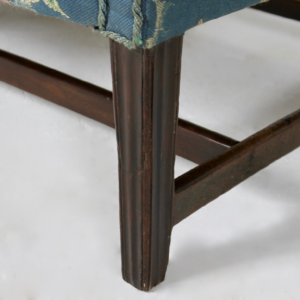 George III Mahogany Upholstered Camel Back Sofa ( sold )